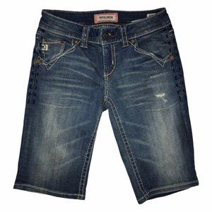 NWT MEK Bombay Distressed Handcrafted Shorts 25